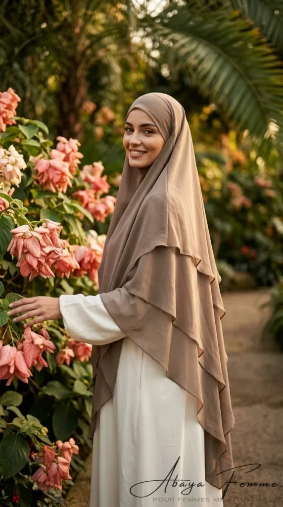 Khimar 3 Voiles Taupe – vista 2