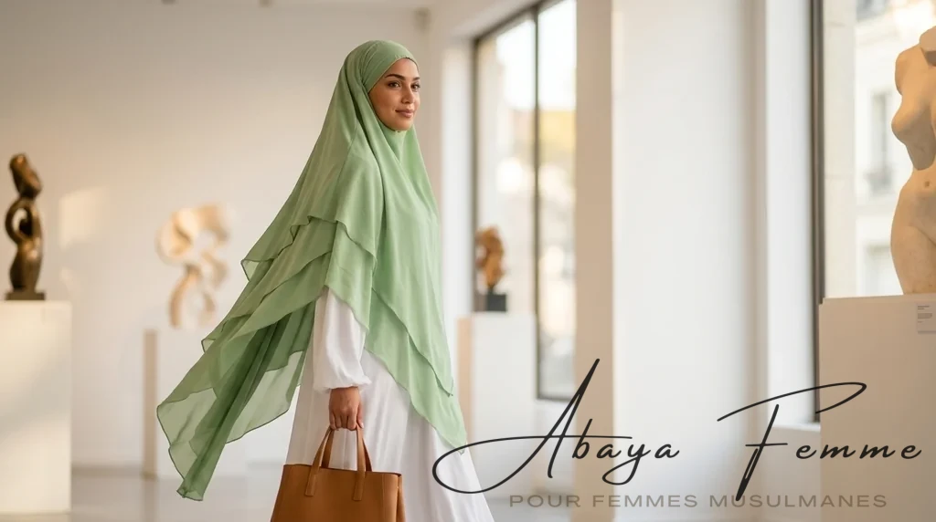Khimar 3 Voiles Vert Clair 1 Khimar 3 Voiles Vert Clair