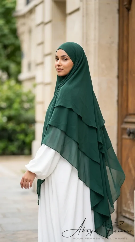 Khimar 3 Voiles Vert Sapin – vue 2