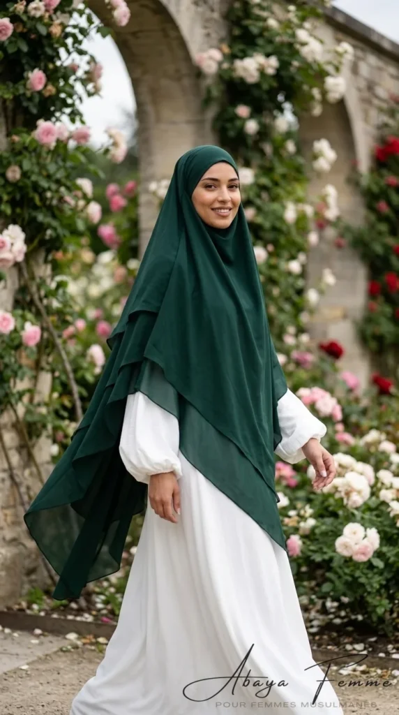 Khimar 3 Voiles Vert Sapin – vue 3