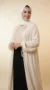 Beige Medina silk kimono abaya - Minimal Photo - Model Style: Hijabi