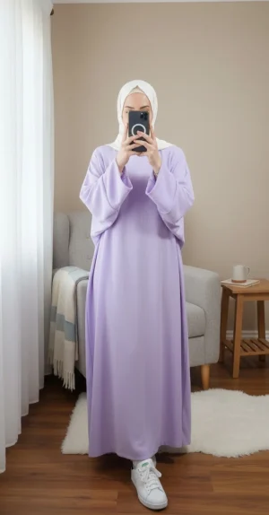 Abaya papillon Lilas