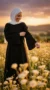 Women's Long Black Jumper Dress - Garden Photo - Model Style: Hijabi