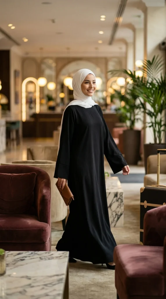 Women's Long Black Jumper Dress - Lifestyle Photo - Model Style: Hijabi