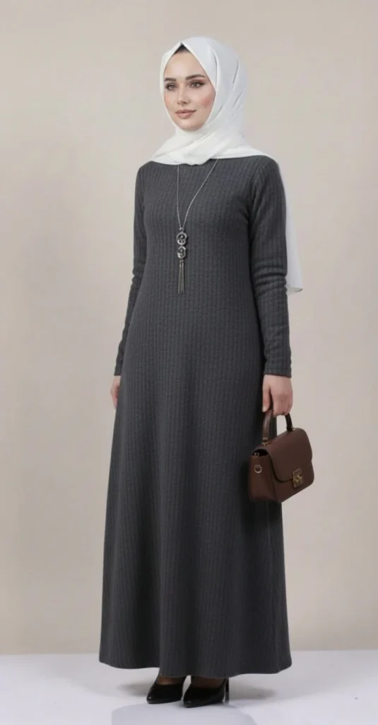 Abaya grise légèrement évasée