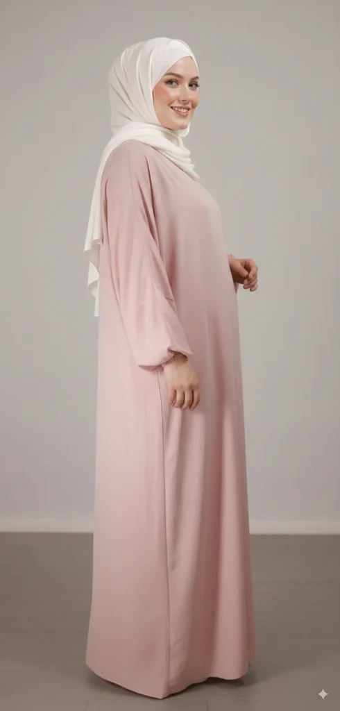 Simple Long and Loose Blush Abaya with Elasticated Sleeves