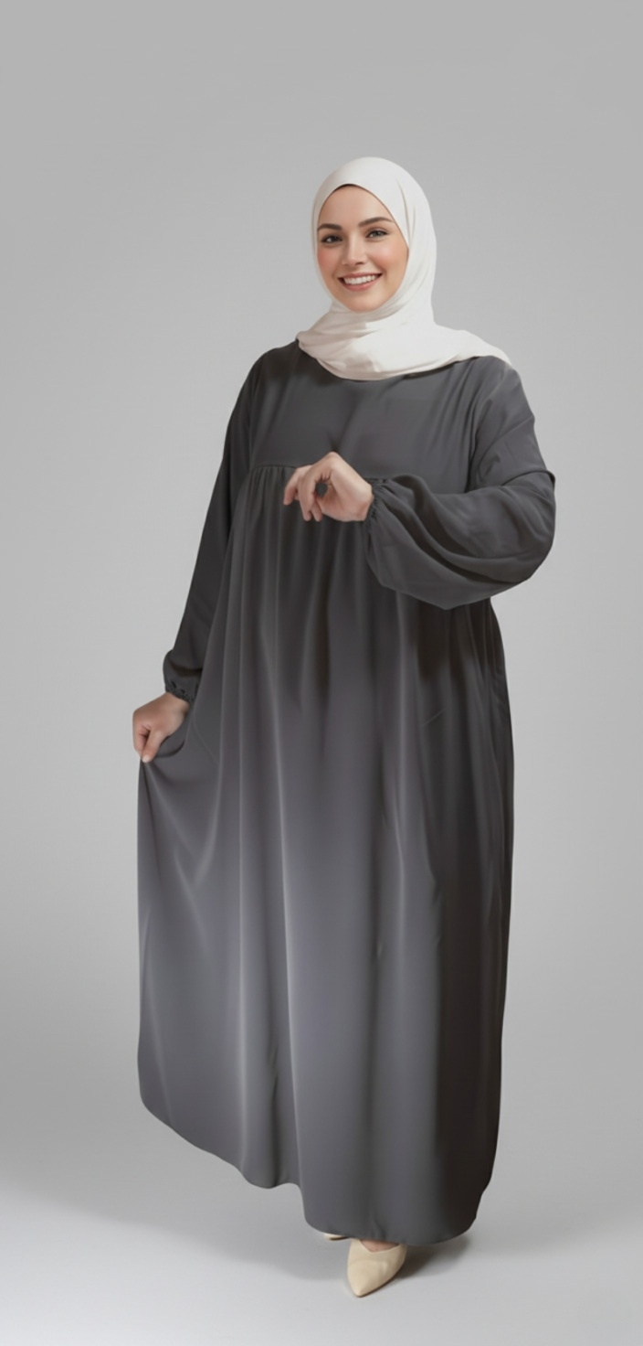 Abaya Soie de Médine évasée Gris Foncé Abaya Soie de Médine évasée Gris Foncé – Image 1