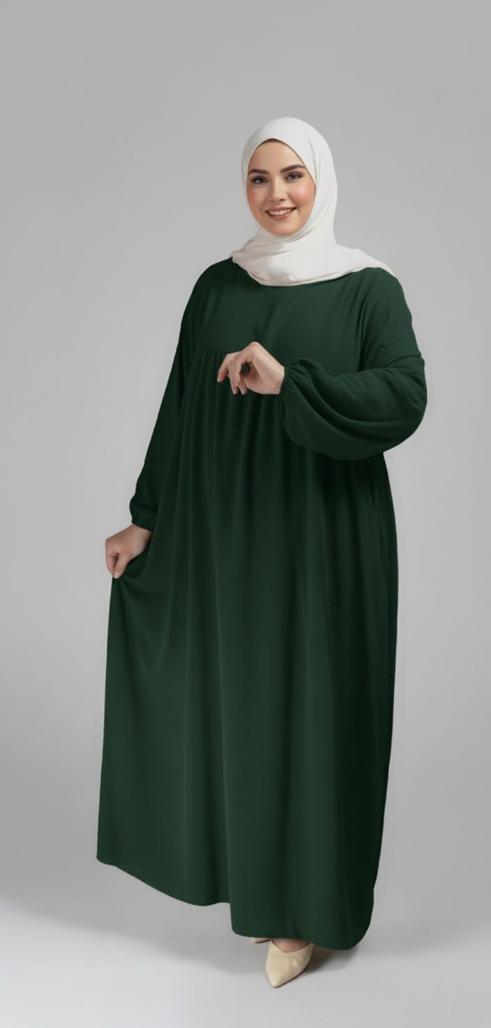 Abaya Soie de Médine évasée Vert Sapin1.sg Abaya-Soie-de-Medine-evasee-Vert-Sapin