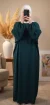 Abaya Vert Canard Simple Longue et Ample avec Manches Élastiques