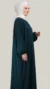 Simple Long Loose Duck Green Abaya with Elastic Sleeves - Image 3