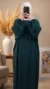Simple Long Loose Duck Green Abaya with Elastic Sleeves - Image 2