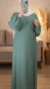 Robe Abaya Croisée Manches Bouffantes avec noeud Vert d'eau