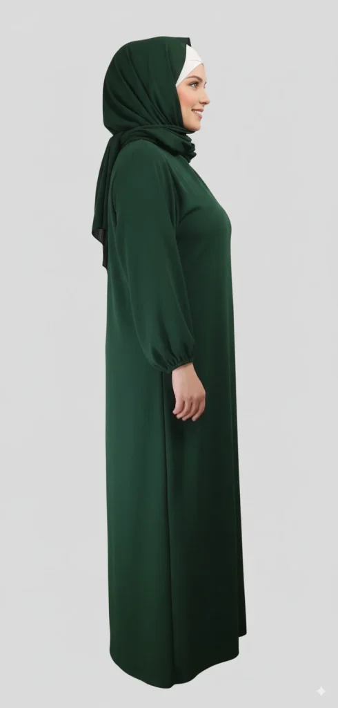 Abaya voile integré Vert sapin – vue 2