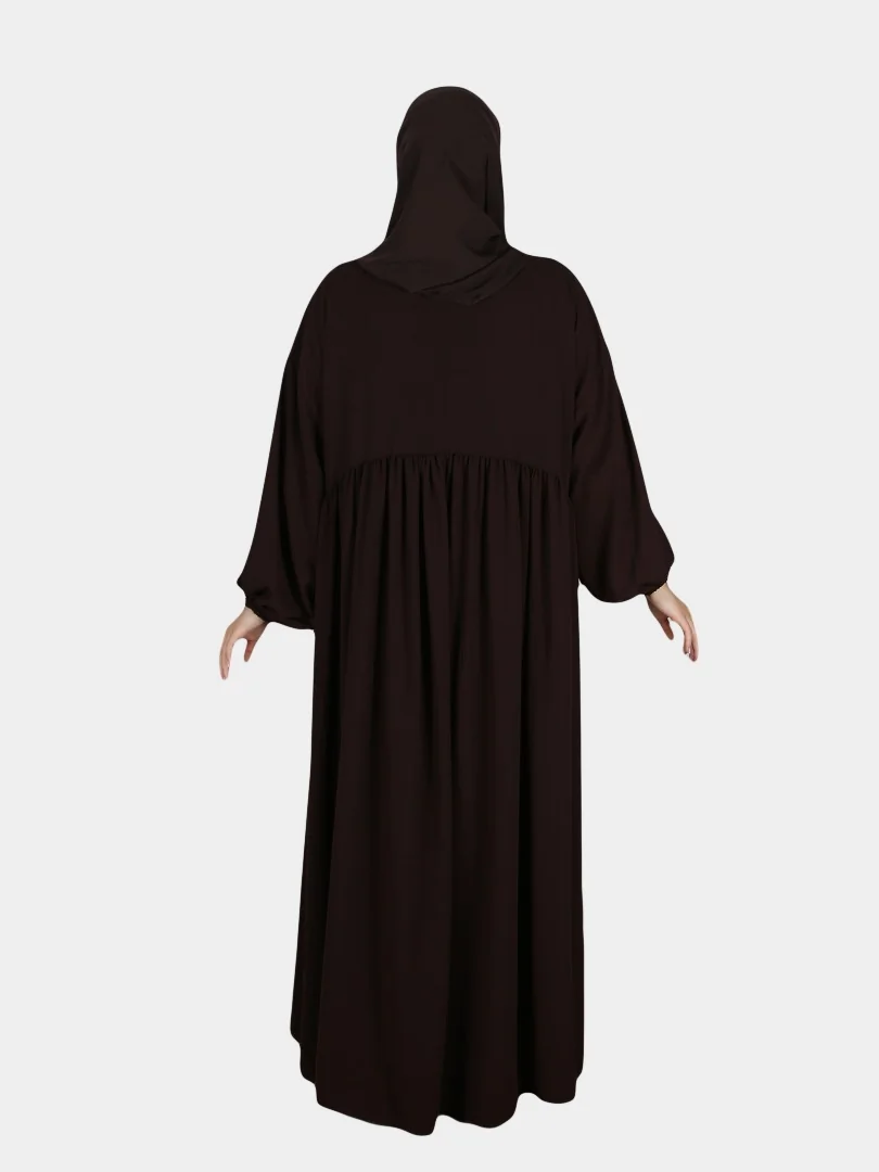Abaya Soie de Médine évasée Noire 2 Abaya Soie de Médine évasée Noire