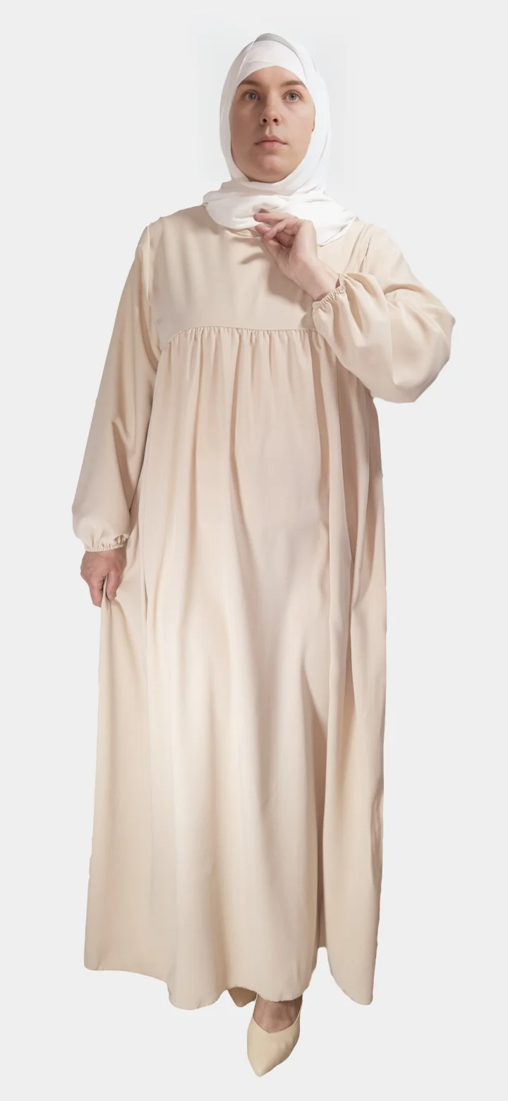 Abaya Femme 5 Abaya Soie de Médine évasée Beige
