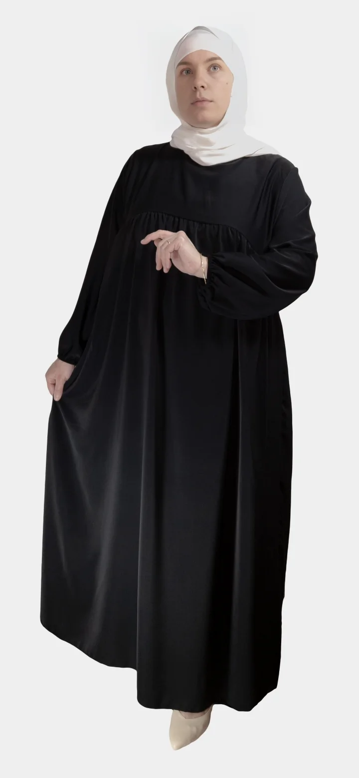 Abaya Femme 1 Abaya Soie de Médine évasée Noire