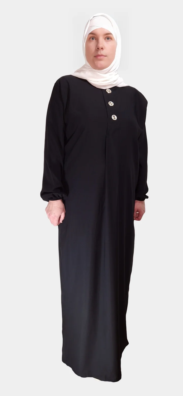 Abaya Femme 10 Abaya Longue boutonnée en soie de médine Noire
