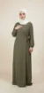 Khaki Puffed Sleeve Wrap Abaya Dress with Bow