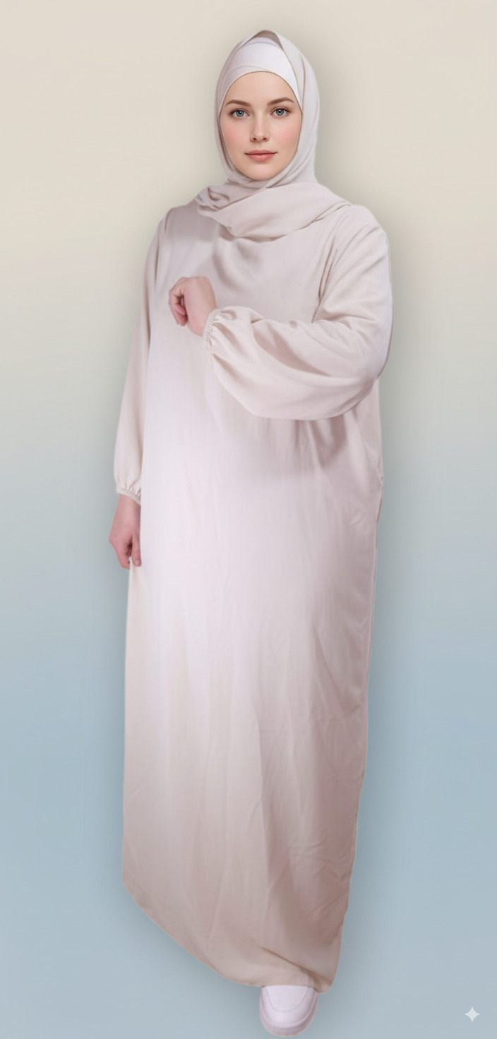 Robe Abaya voile integré Beige Robe-Abaya-voile-integre-Beige