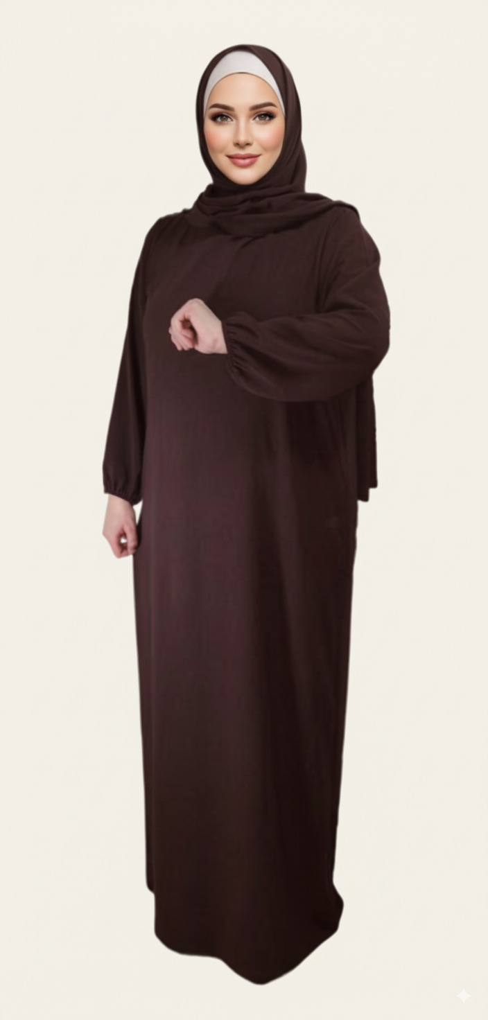 Robe Abaya voile integré Chocolat Robe-Abaya-voile-integre-Chocolat