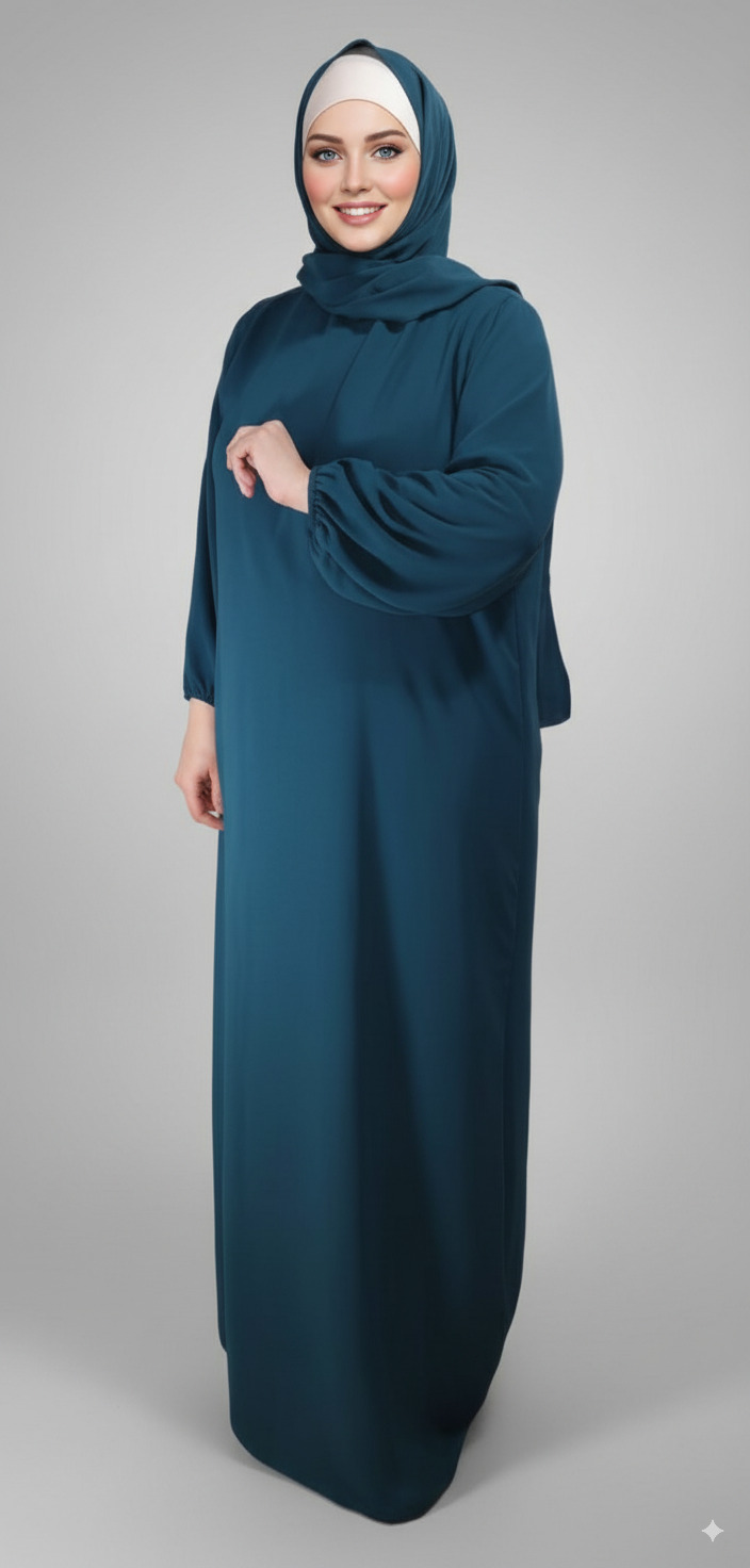 Robe Abaya voile intégré Teal Robe Abaya voile intégré Teal