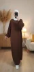 Abaya Marron Simple Longue et Ample avec Manches Élastiques
