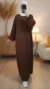 Abaya Marron Simple Longue et Ample avec Manches Élastiques