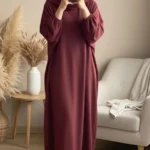 Abaya Terracotta Simple Longue et Ample avec Manches Élastiques
