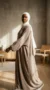 Abaya Taupe Simple Longue et Ample avec Manches Élastiques - Minimal Photo - Model Style: Hijabi