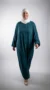 Teal Simple Long and Loose Abaya with Elastic Sleeves - Studio Photo - Model Style: Hijabi