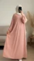 Abaya Rose Simple Longue et Ample avec Manches Élastiques