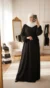 Robe Abaya Croisée Manches Bouffantes avec noeud Noire - Sylfie Photo - Model Style: Hijabi