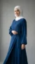 Teal Puffed Sleeve Wrap Abaya Dress with Bow - Studio Photo - Model Style: Hijabi