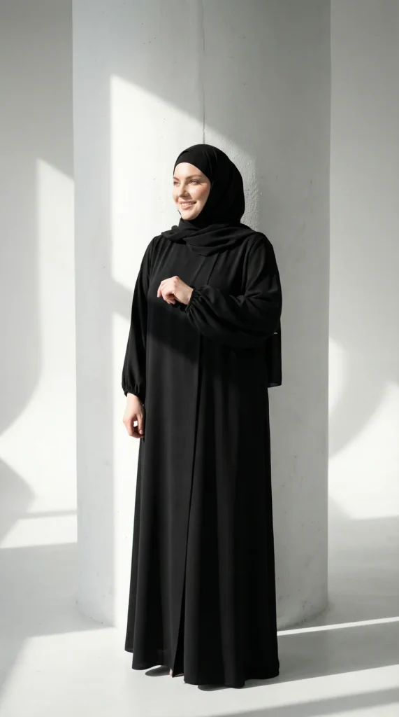 Robe Abaya voile integré Noire – vue 1