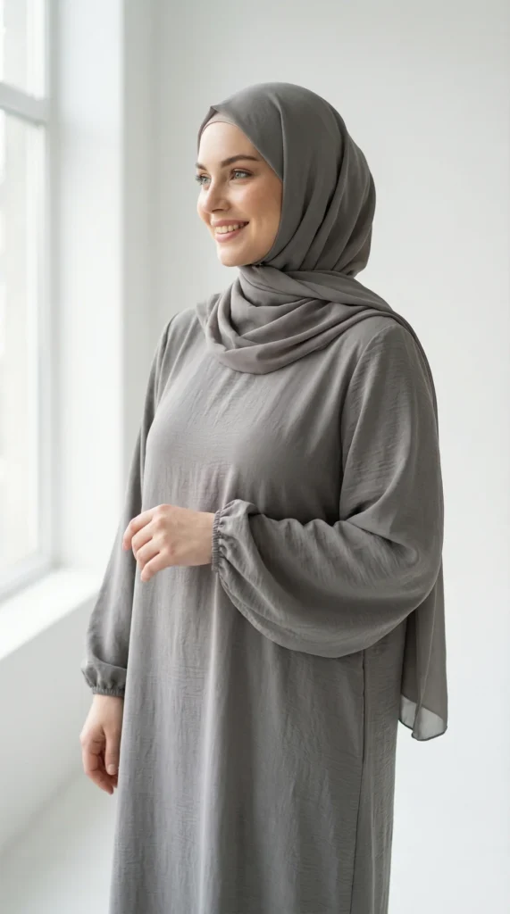 Robe Abaya voile integré Taupe – vue 1