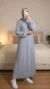 Grey Simple Long and Loose Abaya with Elastic Sleeves