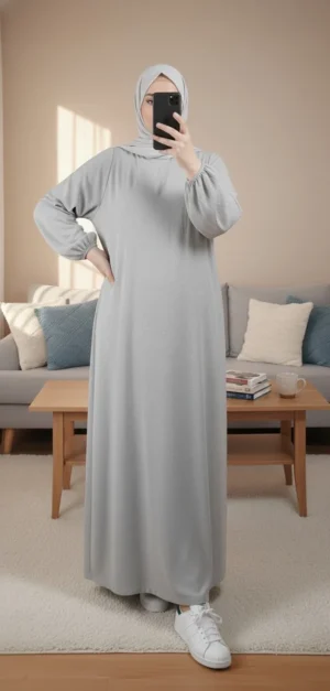 Robe Abaya voile integré Grise