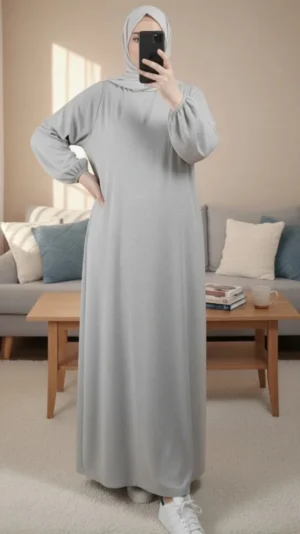 Robe Abaya voile integré Grise