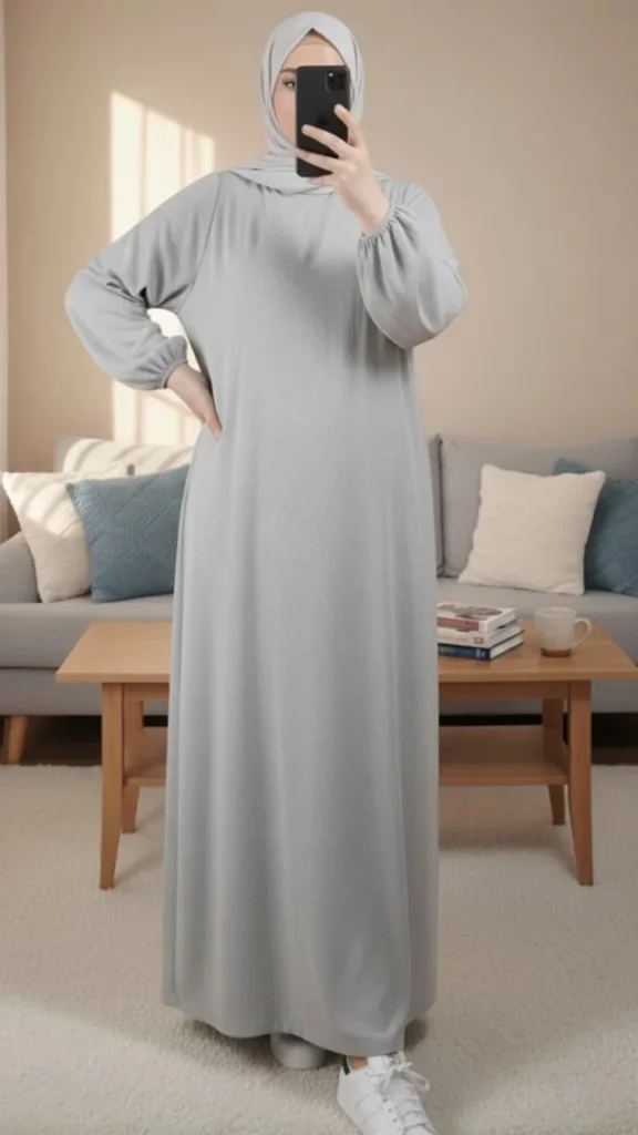 Robe Abaya voile integré Grise