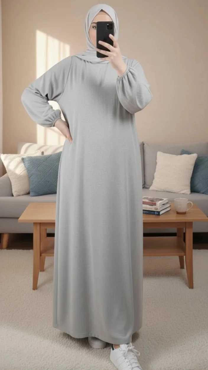 voile-integre-gris_916 Robe Abaya voile integré Grise