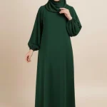 Abaya-vert-Foret-Simple-manches-elastique