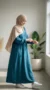 Abaya Duck Blue in Jazz with Ruffled Sleeves - Studio Photo - Model Style: Hijabi