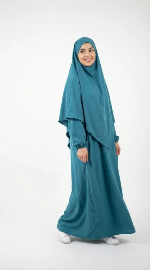 Jilbeb bleu canard jazz - Studio Photo - Model Style: Hijabi