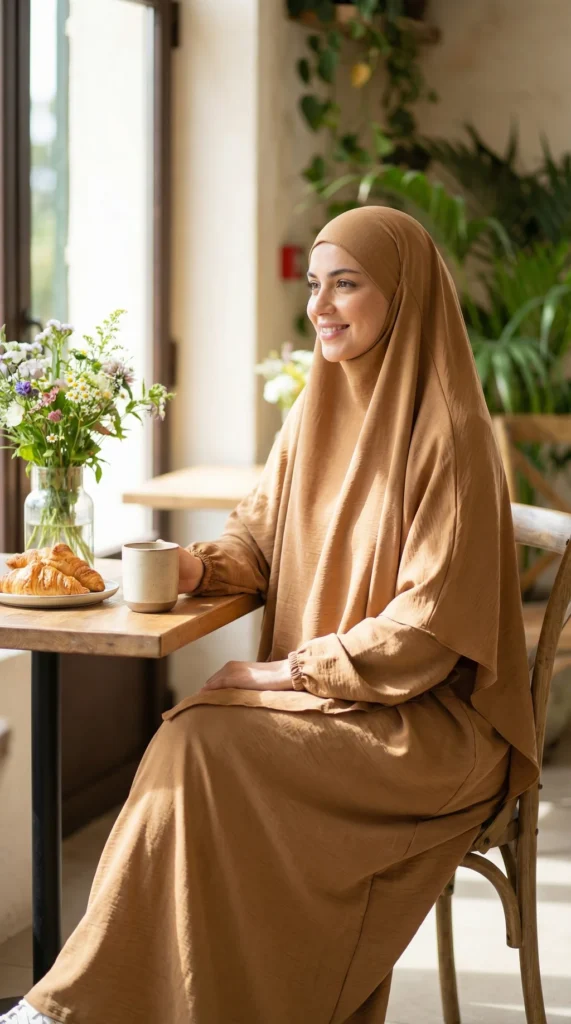Bronze Jazz Jilbab - Lifestyle Photo - Model Style: Hijabi