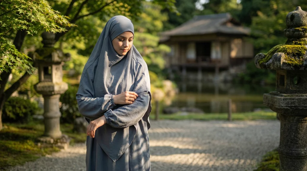 Jilbeb Gris Anthracite en Jazz - Garden Photo - Model Style: Hijabi