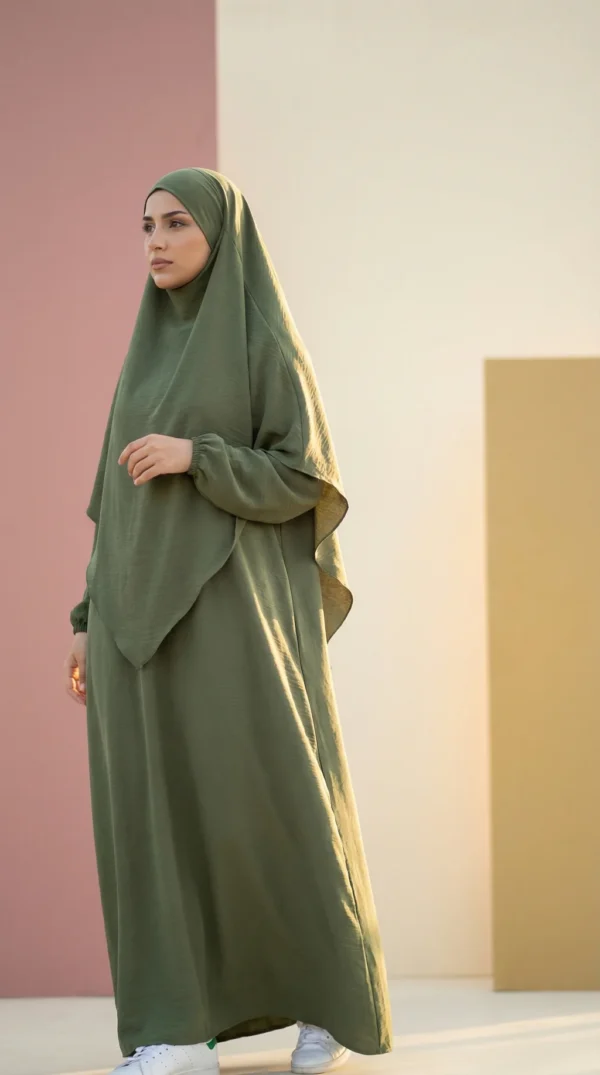 Jilbeb Kaki Jazz - Foto minimalista - Estilo de modelo: Hijabi