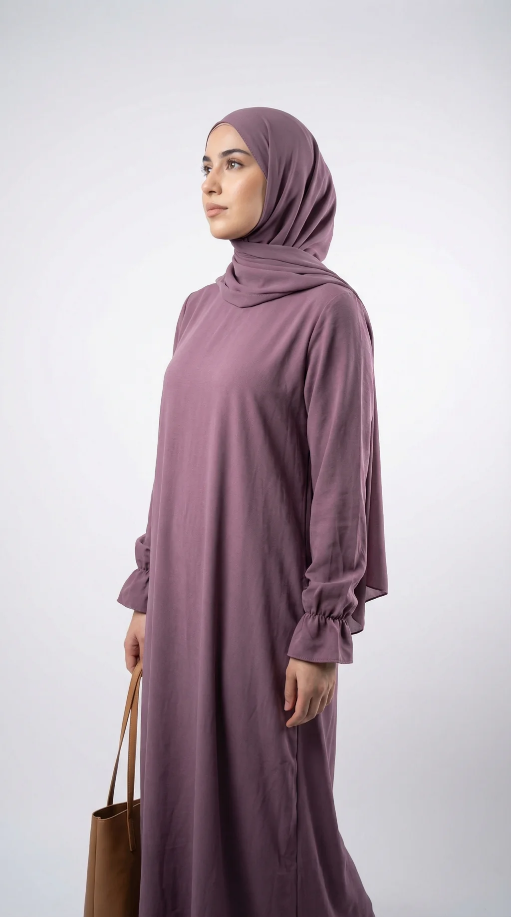 Robe abaya jazz mauve - Studio Photo - Model Style: Hijabi