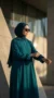 Teal jazz Abaya dress - Minimal Photo - Model Style: Hijabi