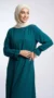 Teal jazz Abaya dress - Studio Photo - Model Style: Hijabi