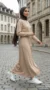 Cream Ribbed Abaya - Image 2
